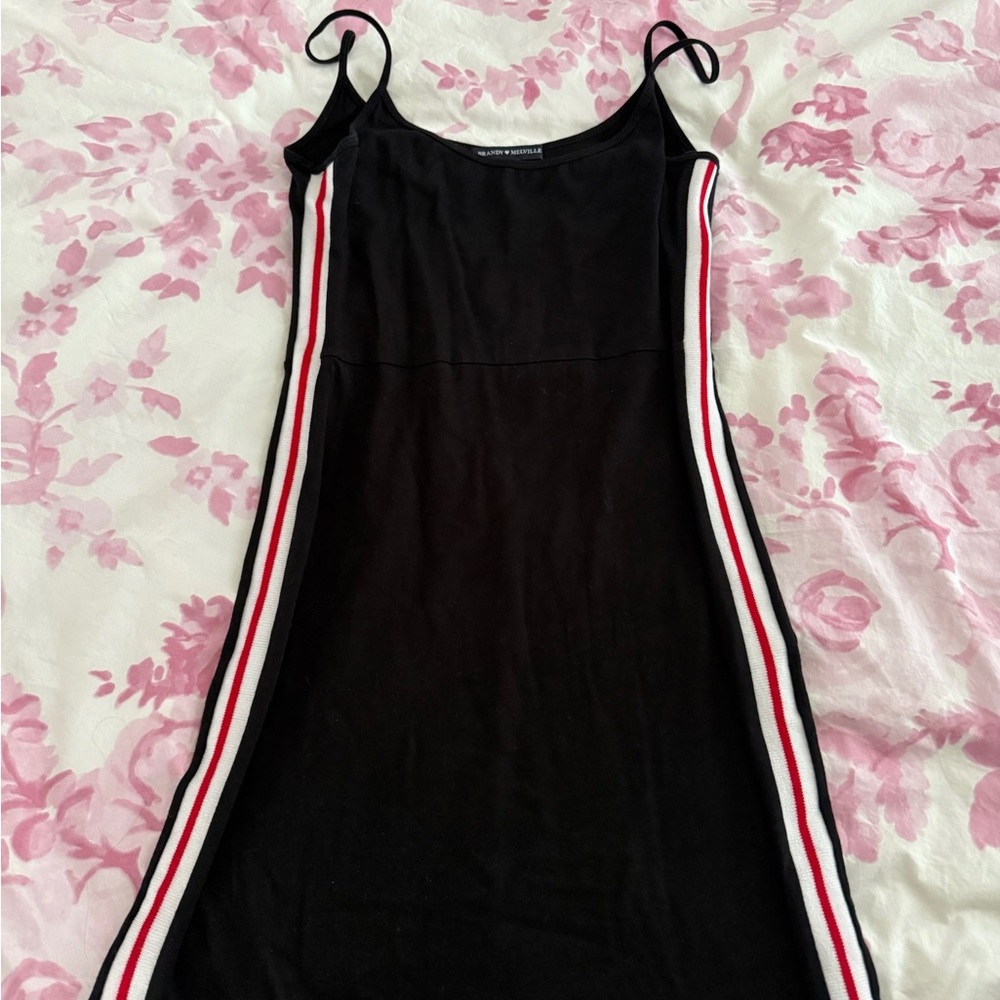 Brandy Melville Black and Red Slip Mini Dress